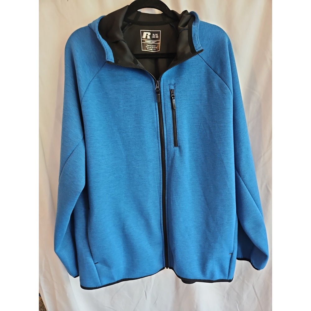 Russell Athletic Mens Full Zip Fusion Knit Hoodie Sweatshirt Blue Size XL 46-48